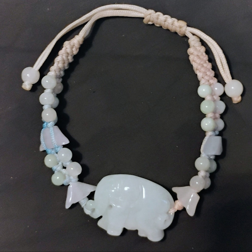 Handcrafted Vintage Jade Bracelet With Adjustable Cord